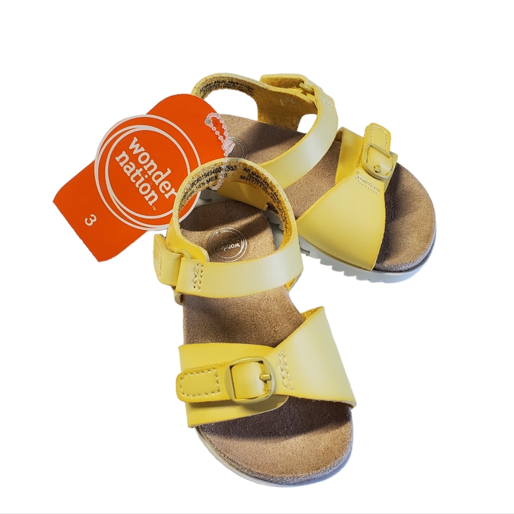 NWT Wonder Nation Baby Girls Buckle Sandal Yellow Size 3